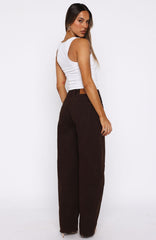 Kiara Mid Rise Barrel Leg Jeans Chocolate Wash