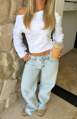 Bring The Style Low Rise Wide Leg Jeans Glacier Blue