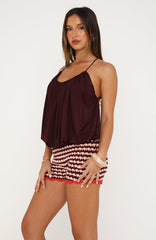Pretty Palm Tree Knit Shorts Raspberry Ripple